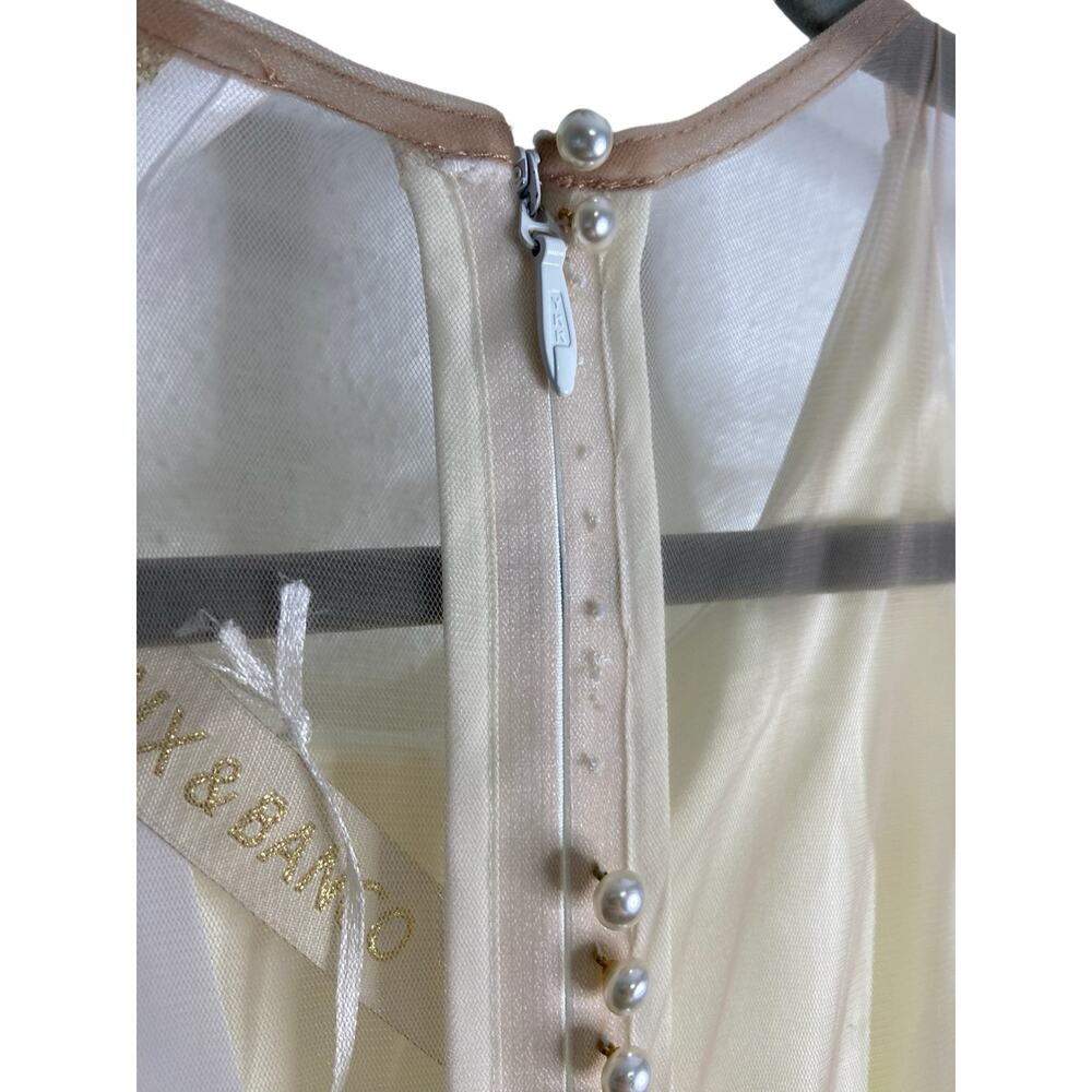 Bronx and Banco Paros Gown Silk Pearl Ruffle Party Formal Bridal Wedding XS - Picture 13 of 16
